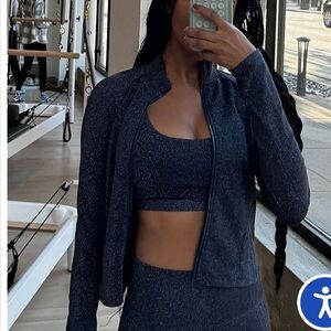 Fabletics jacket and leggings deep navy sparkle